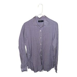 Men’s Polo Ralph Lauren Long Sleeved Collared Button Down Shirt Purple Gingham L
